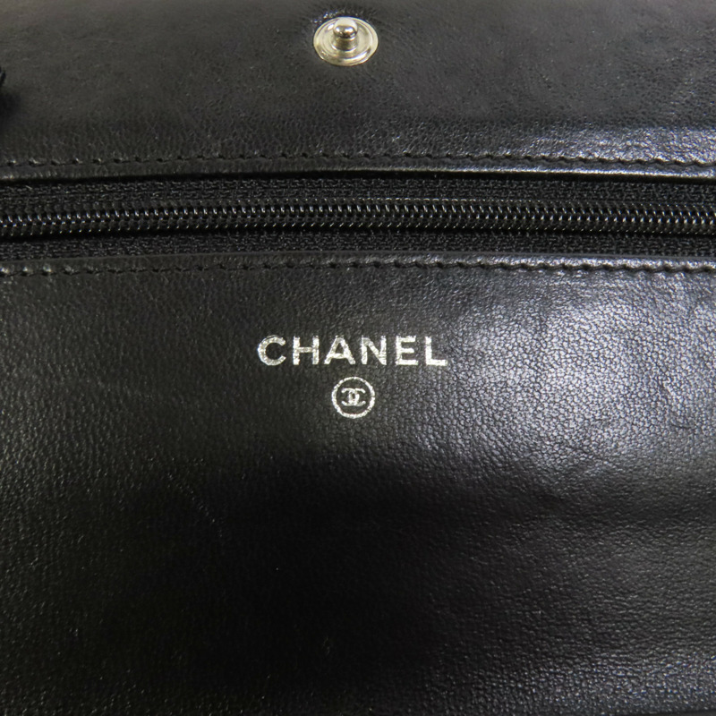 CHANEL 羊皮皮革WOC Wallet On Chain銀扣鏈帶肩背袋-7