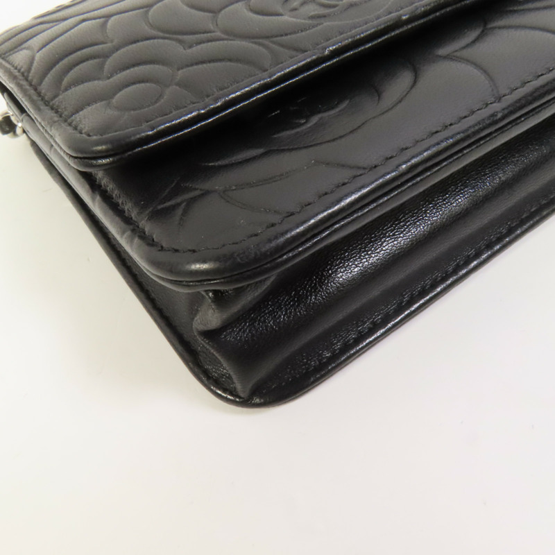 CHANEL 羊皮皮革WOC Wallet On Chain銀扣鏈帶肩背袋-12