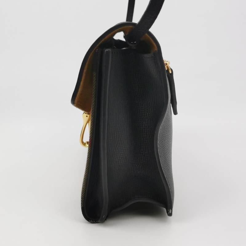 Burberry Macken牛皮帆布拼色格紋金屬扣斜挎包單肩包-2