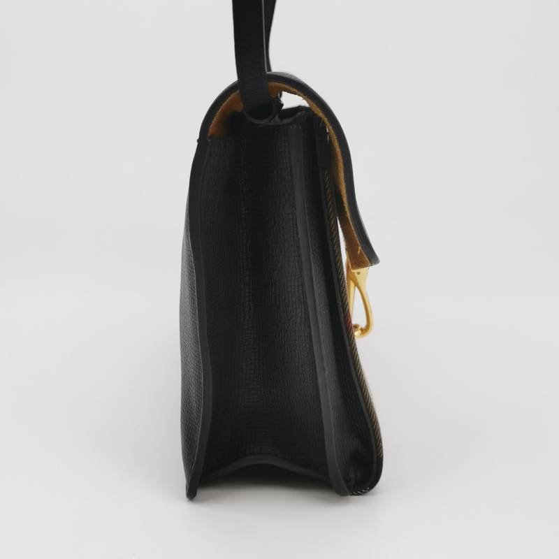 Burberry Macken牛皮帆布拼色格紋金屬扣斜挎包單肩包-3