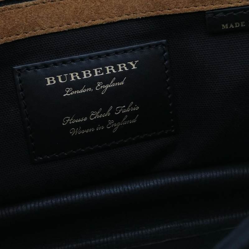 Burberry Macken牛皮帆布拼色格紋金屬扣斜挎包單肩包-7