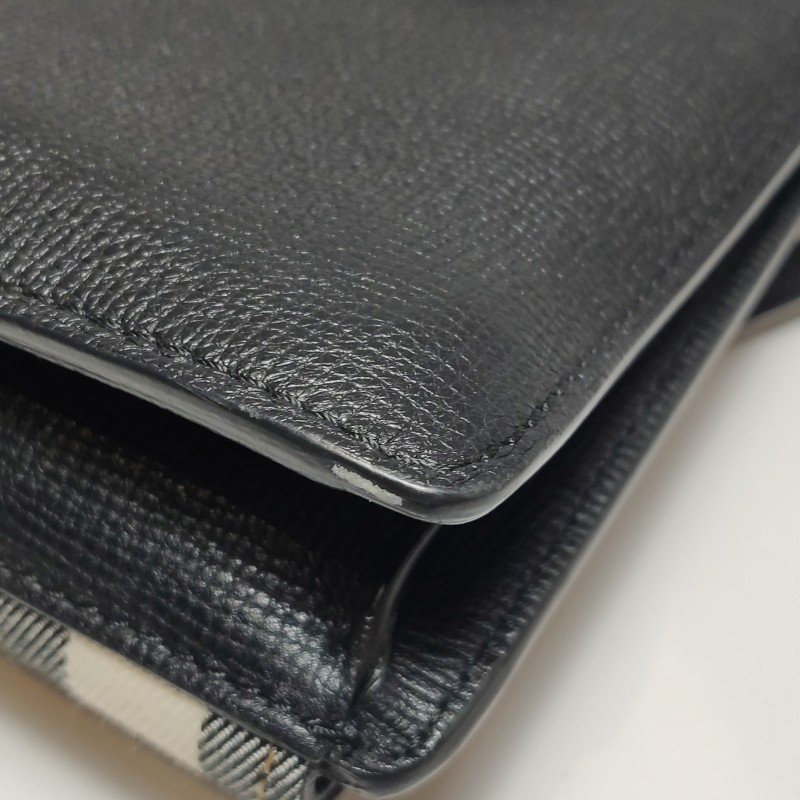 Burberry Macken牛皮帆布拼色格紋金屬扣斜挎包單肩包-18