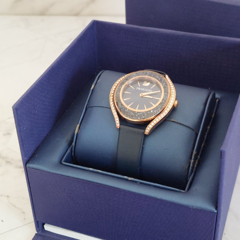 Swarovski 施華洛世奇 Crystalline Aura 璀璨光環時尚腕錶玫瑰金x藍（石英錶）~二手-11