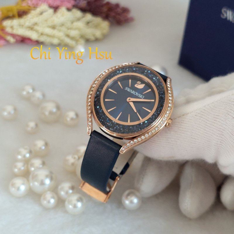 Swarovski 施華洛世奇 Crystalline Aura 璀璨光環時尚腕錶玫瑰金x藍（石英錶）~二手-15