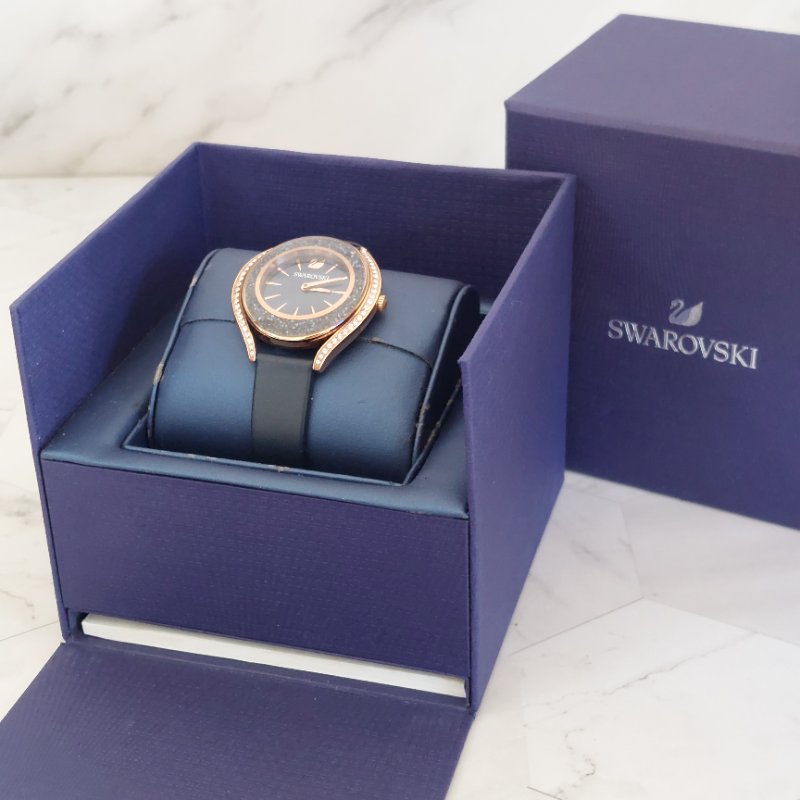 Swarovski 施華洛世奇 Crystalline Aura 璀璨光環時尚腕錶玫瑰金x藍（石英錶）~二手-65