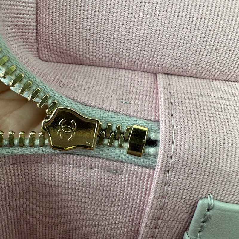 CHANEL 25P LP 灰色金扣荔枝牛皮飯盒包 手提單肩斜肩包-8