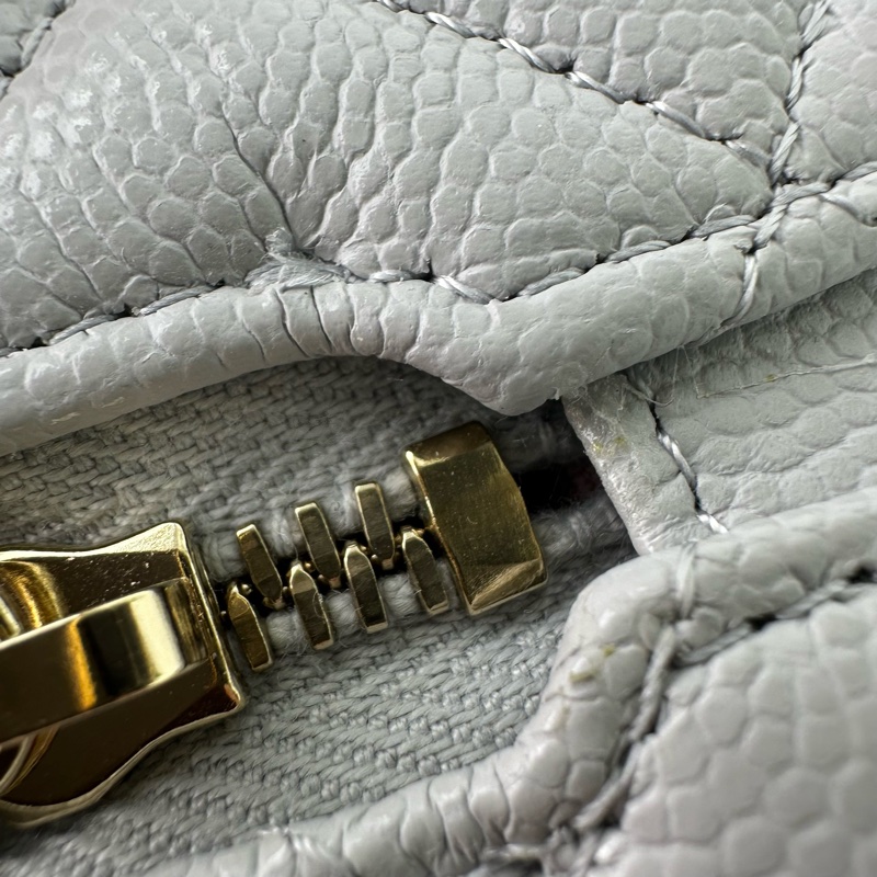 CHANEL 25P LP 灰色金扣荔枝牛皮飯盒包 手提單肩斜肩包-14