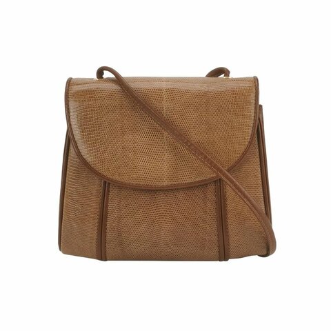 Saint Laurent羊皮蜥蜴皮純色翻蓋斜挎包