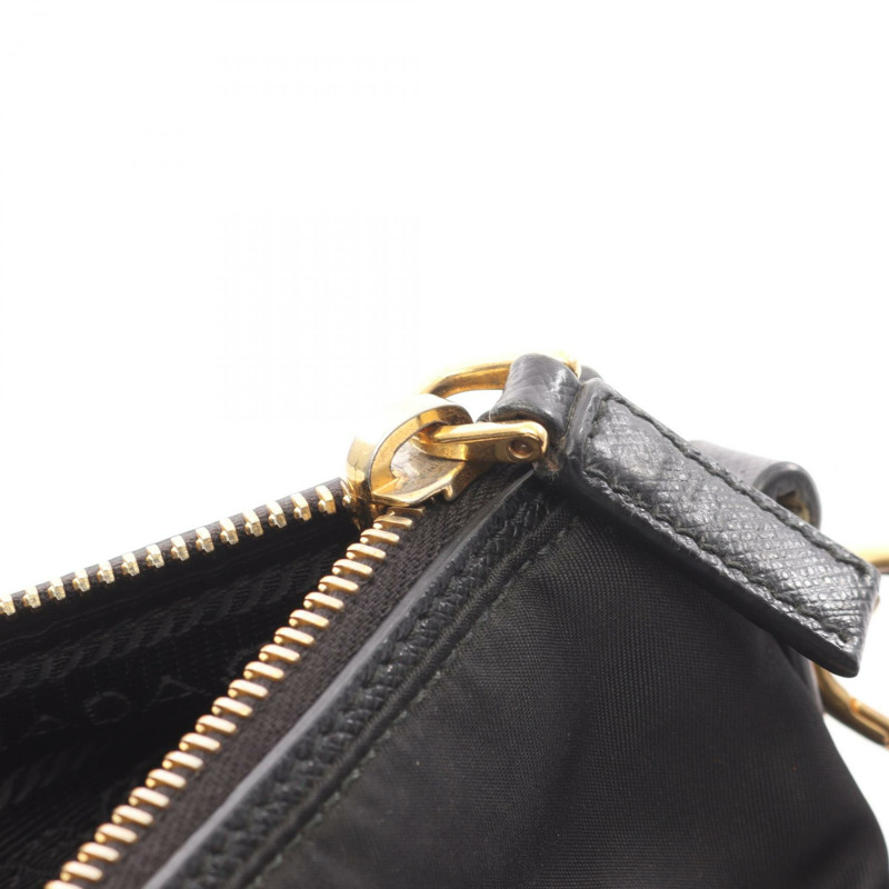 PRADA 托特肩斜背包 尼龍 Saffiano 皮革 黑色 二手 女士-7