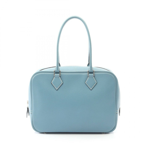 愛馬仕 Plume 28 手提包 J Epsom 皮革 藍色牛仔布 二手 女士 SHW