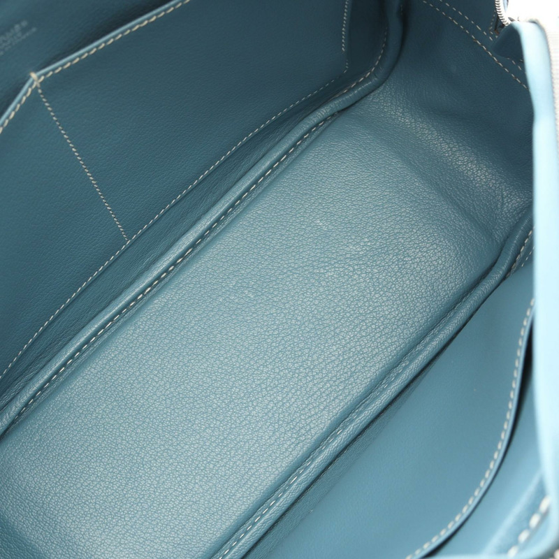 愛馬仕 Plume 28 手提包 J Epsom 皮革 藍色牛仔布 二手 女士 SHW-6