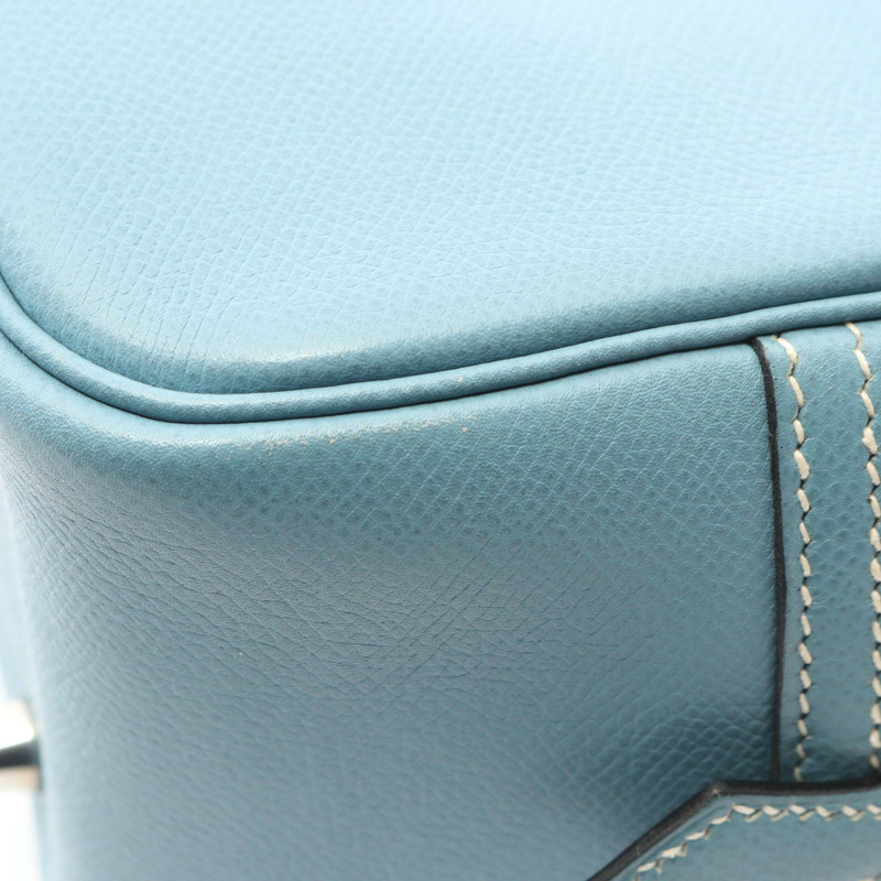 愛馬仕 Plume 28 手提包 J Epsom 皮革 藍色牛仔布 二手 女士 SHW-7