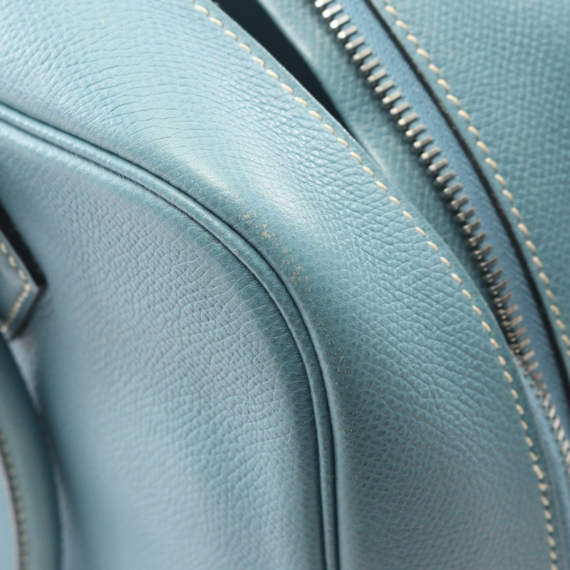 愛馬仕 Plume 28 手提包 J Epsom 皮革 藍色牛仔布 二手 女士 SHW-9