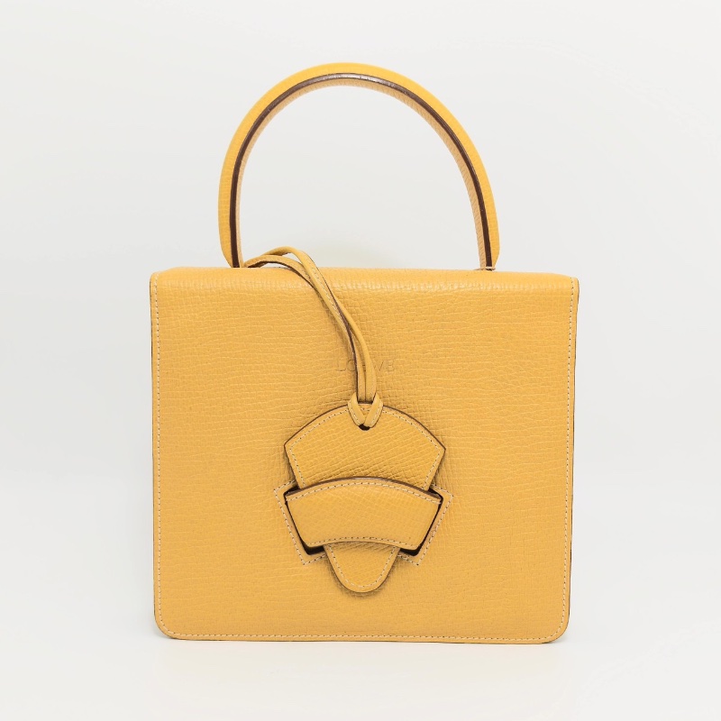 LOEWE黃色三角扣手提葉子包22.5*20*8 98新配件塵袋-1