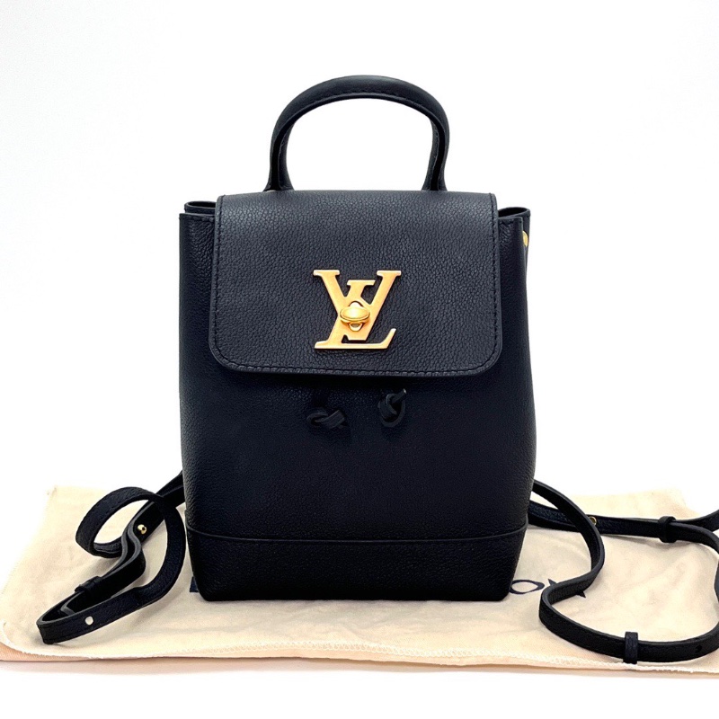 LV lockme mini黑金全皮 小書包後背包15*19*10 98新配件塵袋-1