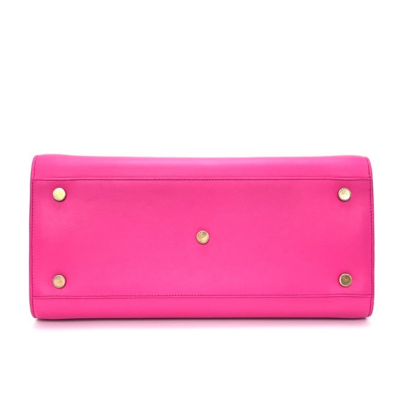 YSL SAC DE JOUR玫紅色金扣手提斜背風琴包 32*24*15 98新配件塵袋鎖鑰匙-4