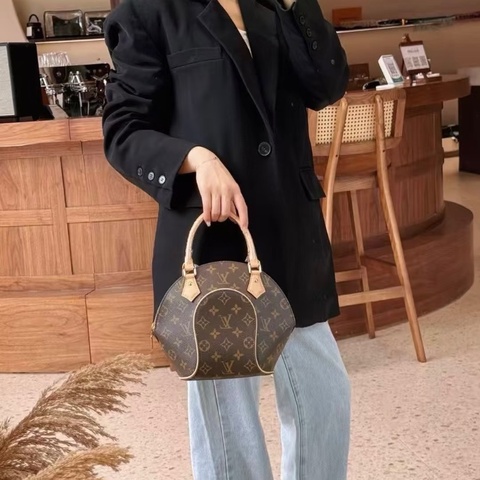 LV 老花ELLIPSE小號 河蚌手提肩背斜背包芯片款28*23*8 99新配件盒子塵袋