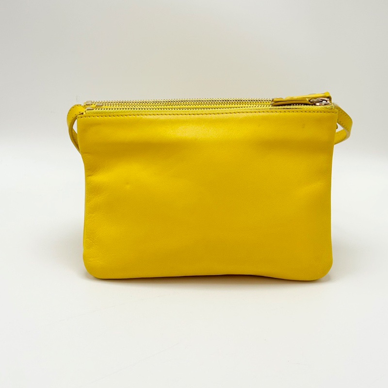 CELINE 黃色trio三合一金扣肩背斜背包22*15*3 98新配件塵袋-6