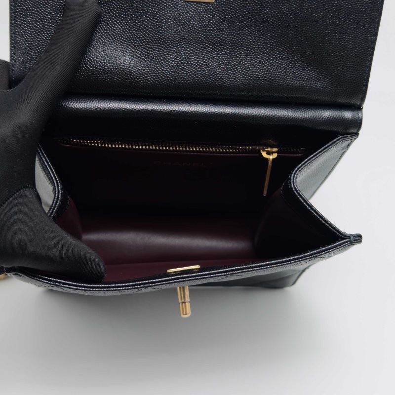 CHANEL 黑金荔枝紋肩背斜背包18*20*7.5 99新配件盒子塵袋-2