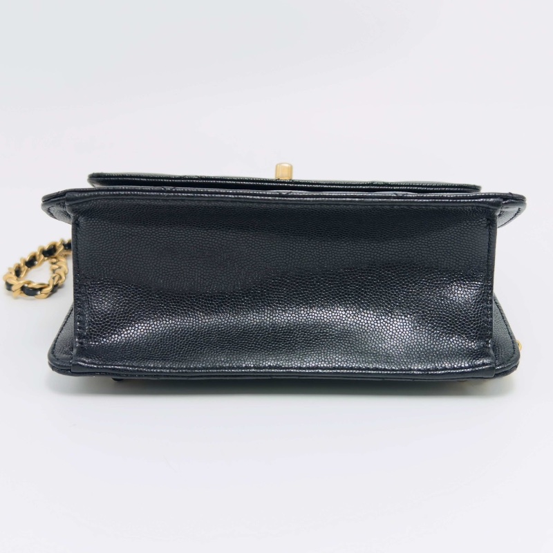 CHANEL 黑金荔枝紋肩背斜背包18*20*7.5 99新配件盒子塵袋-4