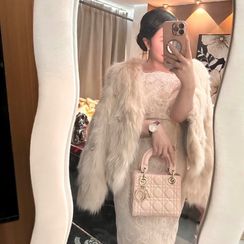 DIOR珠光粉黛妃五格手提肩背斜背包24.5*20*12 98新配件塵袋