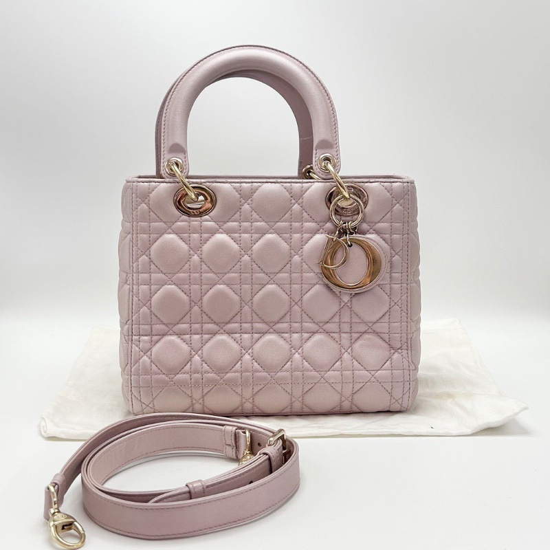 DIOR珠光粉黛妃五格手提肩背斜背包24.5*20*12 98新配件塵袋-1