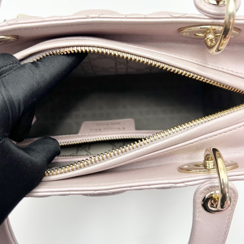 DIOR珠光粉黛妃五格手提肩背斜背包24.5*20*12 98新配件塵袋-2