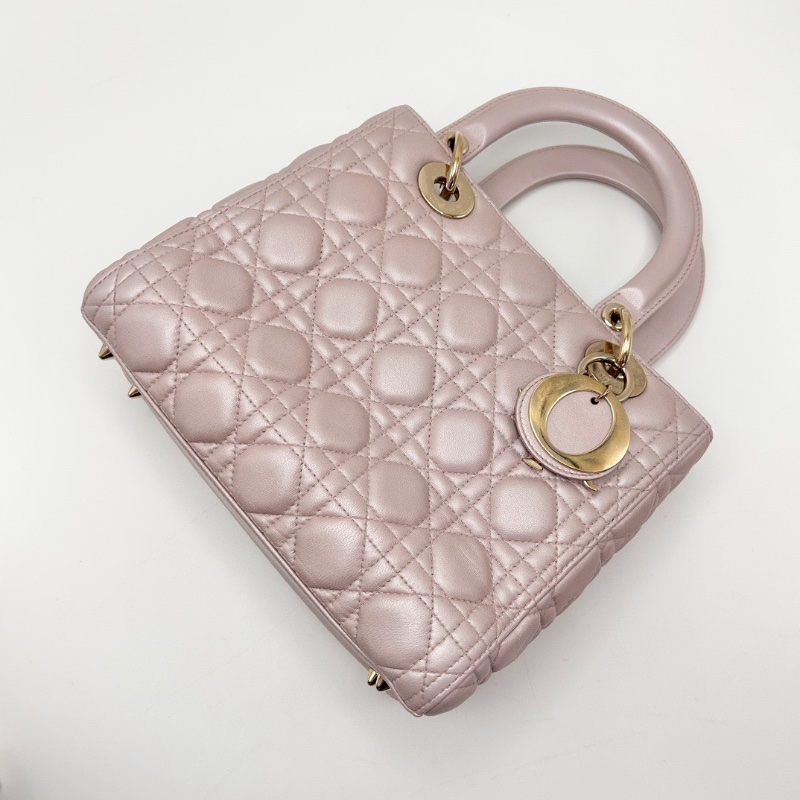 DIOR珠光粉黛妃五格手提肩背斜背包24.5*20*12 98新配件塵袋-5