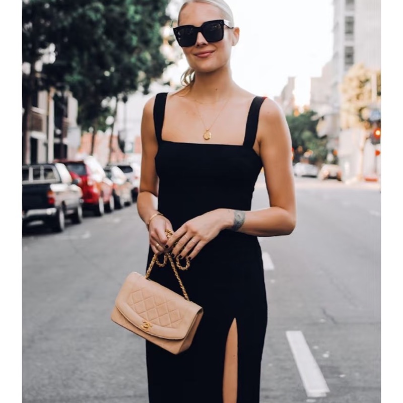 CHANEL VINTAGE 經典 diana 黛安娜 米色 奶茶色 羊皮金釦 戴妃包 黛妃包 斜背包 肩背包 手提包-2