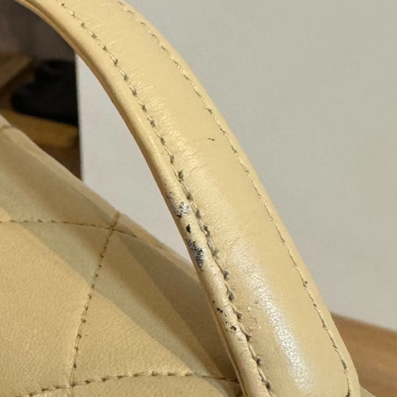 CHANEL VINTAGE 經典 diana 黛安娜 米色 奶茶色 羊皮金釦 戴妃包 黛妃包 斜背包 肩背包 手提包-30