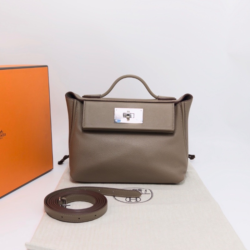 HERMES威瑪犬灰銀扣 2424mini手提肩背斜背包21*16*11 98新配件盒子塵袋-1