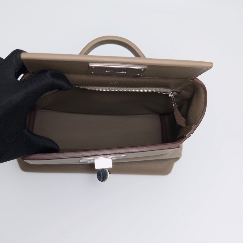 HERMES威瑪犬灰銀扣 2424mini手提肩背斜背包21*16*11 98新配件盒子塵袋-2