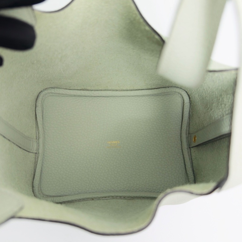 HERMES 氣泡綠金扣菜籃子18手提袋18*18*13 98新配件盒子塵袋購證-2