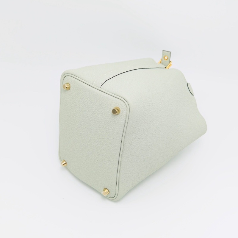 HERMES 氣泡綠金扣菜籃子18手提袋18*18*13 98新配件盒子塵袋購證-5