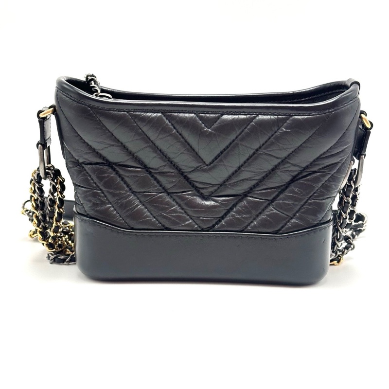 CHANEL黑金流浪小號V紋肩背包20*14*7 99新配件塵袋保卡-6
