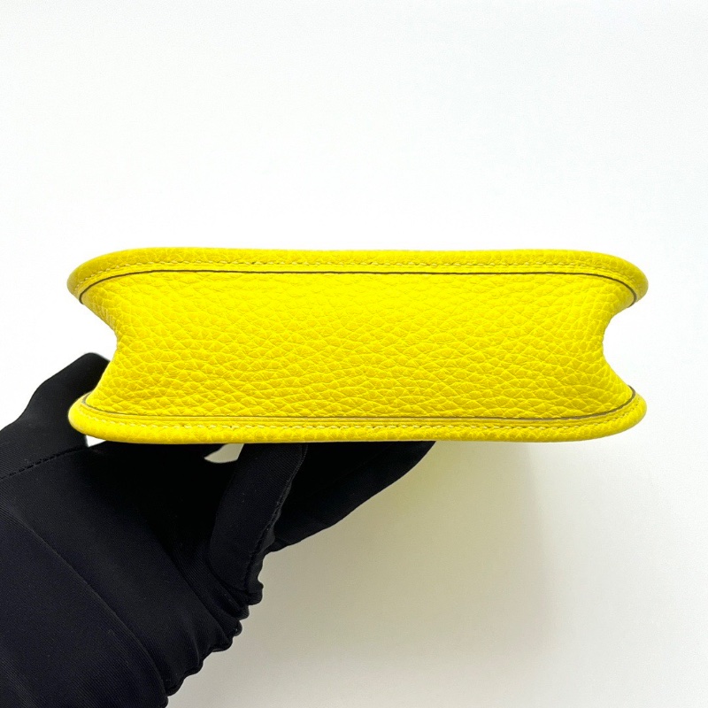 HERMES 檸檬黃銀扣伊芙琳mini肩背斜背包16*18*5 98新配件盒子塵袋-3