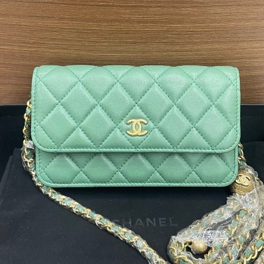 芯片款 香奈兒/Chanel woc翻蓋羊皮金球鏈條包-0