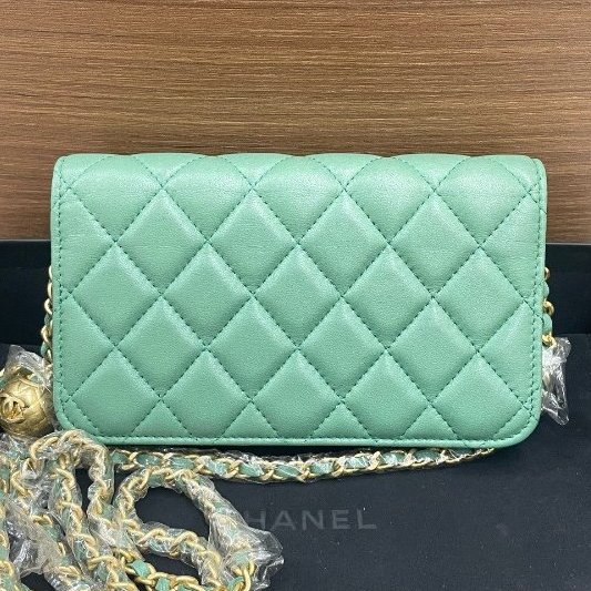 芯片款 香奈兒/Chanel woc翻蓋羊皮金球鏈條包-1