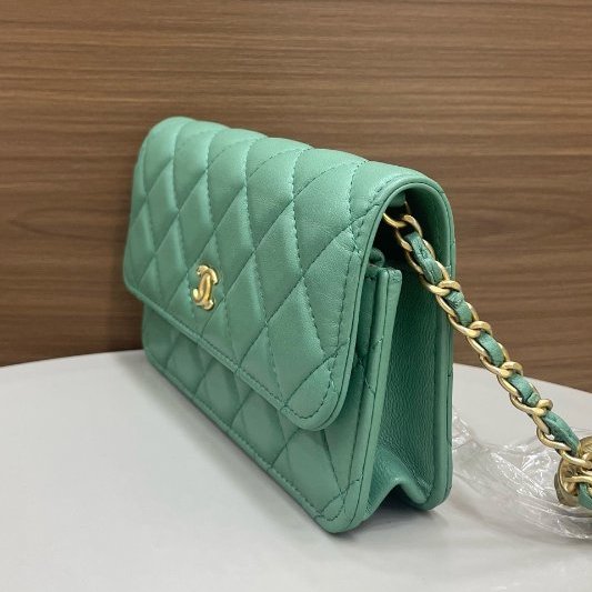 芯片款 香奈兒/Chanel woc翻蓋羊皮金球鏈條包-3