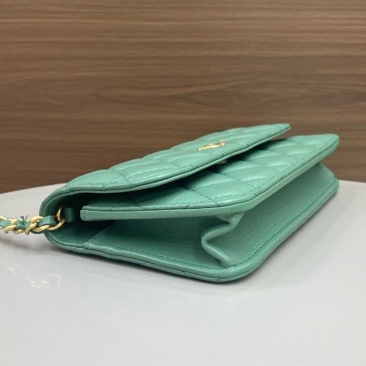 芯片款 香奈兒/Chanel woc翻蓋羊皮金球鏈條包-8