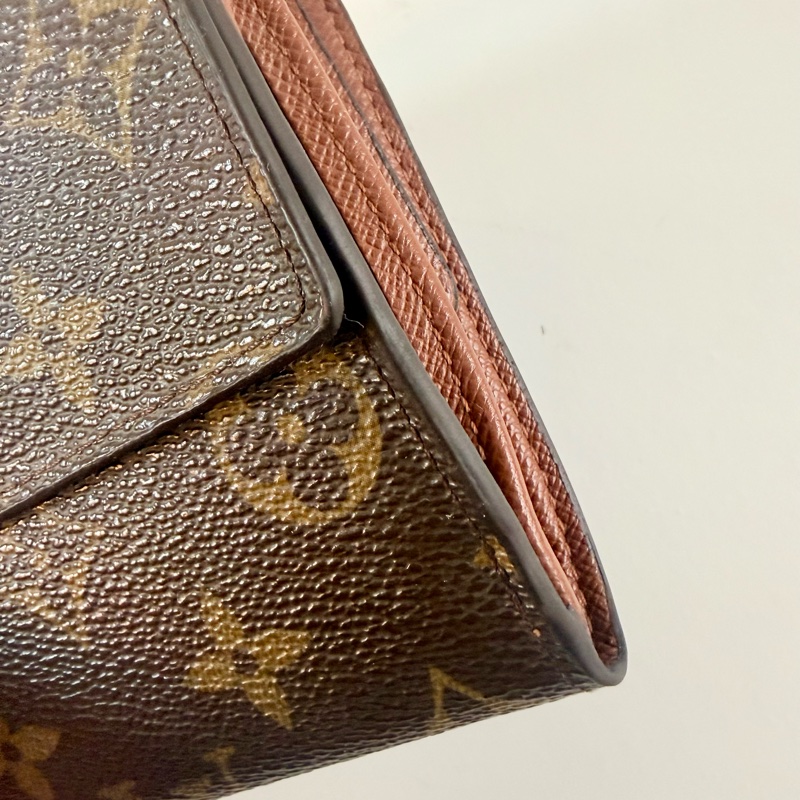 ✔️LV Louis Vuitton 路易威登 Monogram M61652 原花金扣三折零錢短夾-9