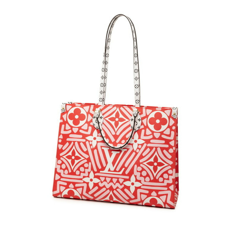 路易威登 Monogram Giant LV Crafty On-the-Go GM 手提包/單肩包 M45358 奶油紅白色皮革 女士 LOUIS VUITTON-1