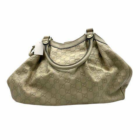 【美收精品】GUCCI  白色全皮壓紋手提包 C-185【隔月月中將轉賣至日本 上架期限30天】