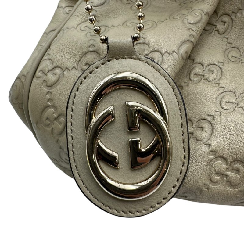 【美收精品】GUCCI  白色全皮壓紋手提包 C-185【隔月月中將轉賣至日本 上架期限30天】-7