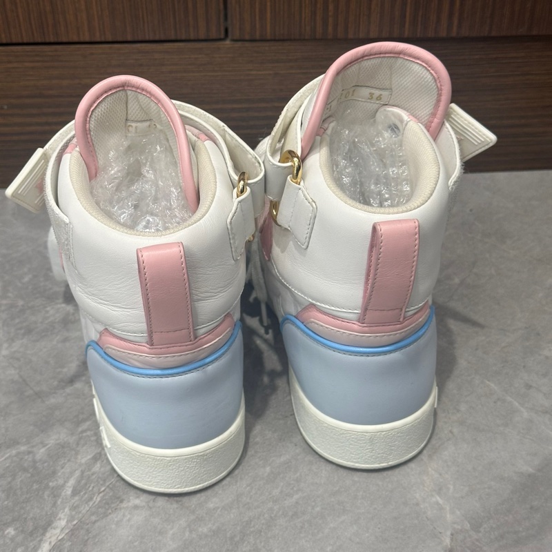 lv路易威登 boombox 白粉藍冰淇淋高幫鞋女時尚板鞋 36碼 馬卡龍配色超級美-2