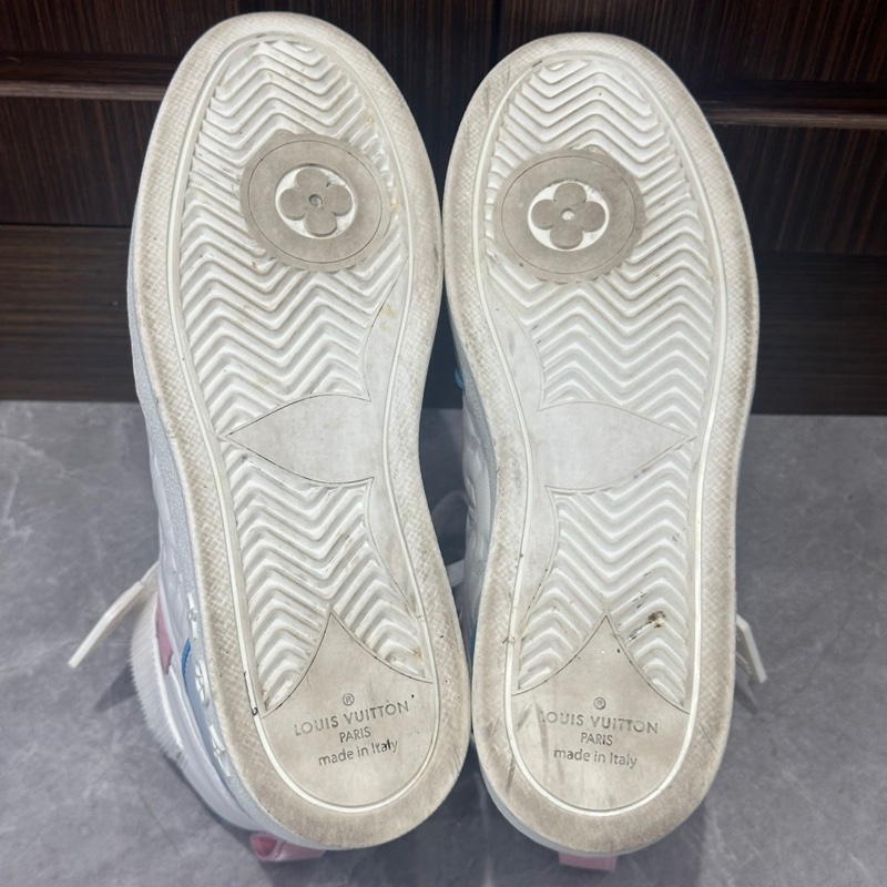 lv路易威登 boombox 白粉藍冰淇淋高幫鞋女時尚板鞋 36碼 馬卡龍配色超級美-5