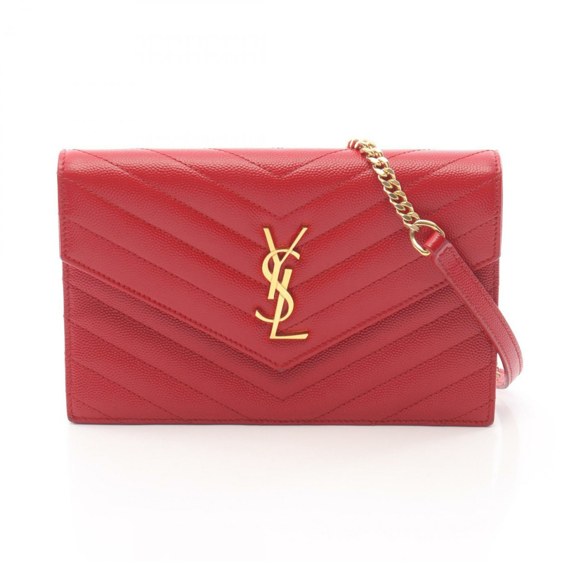 SAINT LAURENT PARIS Cassandra 信封鏈條單肩斜背包 857605 二手-0