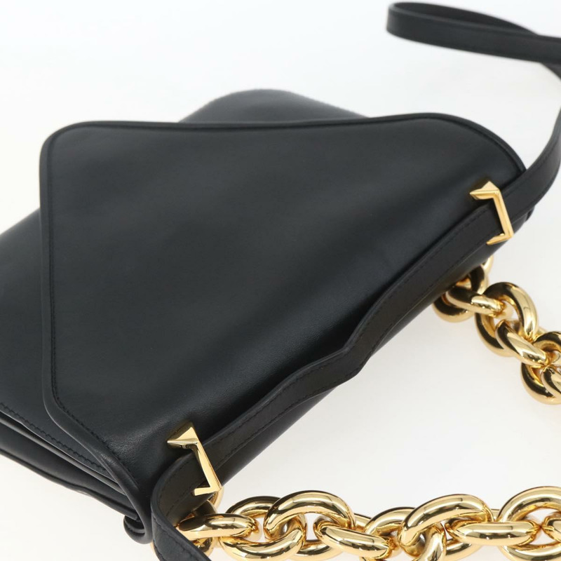 【日本直送】BOTTEGA VENETA Mount 單肩包 皮革 2way 黑色 金色 Auth ka1658V-5