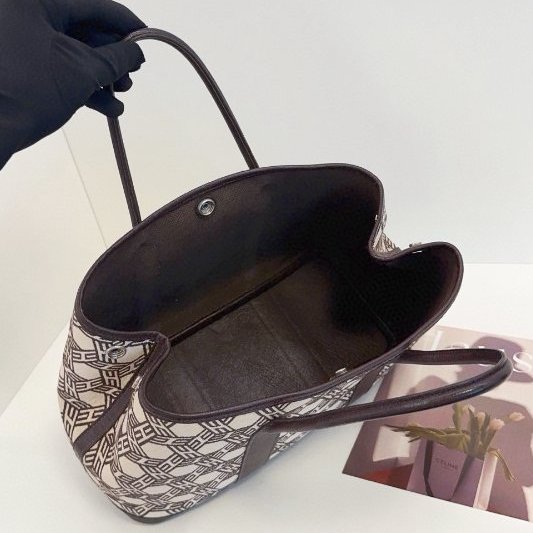 Hermes愛馬仕 稀有絶版多邊幾何格紋GardenParty 帆佈拼皮花園包-8