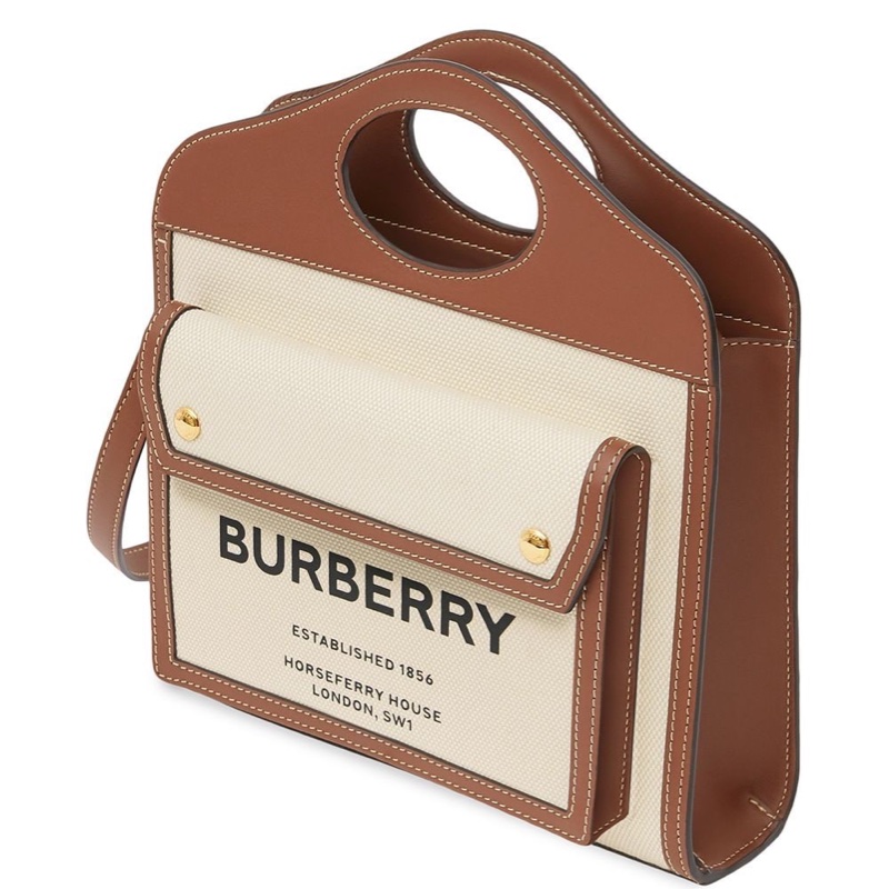 Burberry 女士 迷你雙色拼接口袋包 常規、23cm*6cm*26.5cm-0